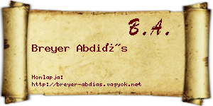Breyer Abdiás névjegykártya